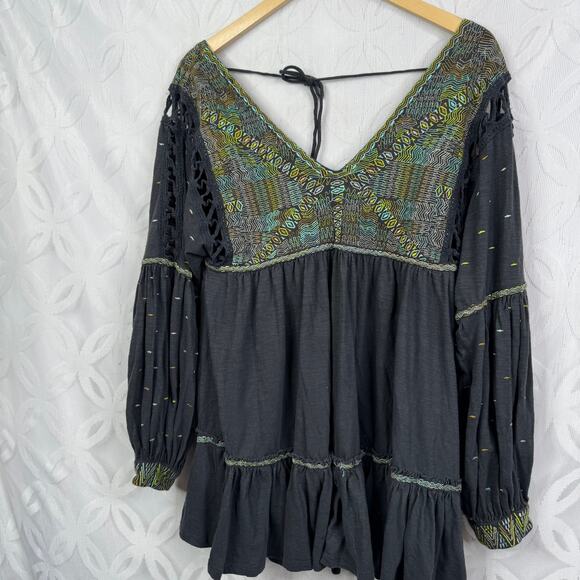 Free People Much Love Tunic Top Mini Oversized Open Back Dress Size S - Picture 4 of 11